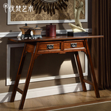 优梵艺术 Salvatore美式实木橡木玄关柜创意门厅装饰桌子小户型