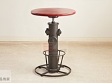 美式乡村铁艺吧台桌 LOFT实木彩色圆桌咖啡 铁木仿古消防栓造型桌