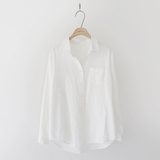 韩版新款夏季装纯棉白色衬衫薄中长款宽松长袖休闲女士衬衣防晒
