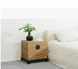 美式乡村实木床头柜现代简约铁艺沙发边角几小方电话桌收纳桌装饰
