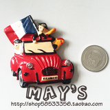 法国国旗 法国勇敢象征高卢鸡 红色小汽车上的欢呼 法国冰箱贴