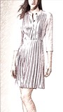 正品博柏利Burberry女士无领中袖褶饰丝质连衣裙40002491英国代购