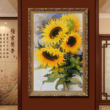 向日葵油画进门玄关客厅装饰画有框太阳花卧室餐厅挂画纯手绘花卉