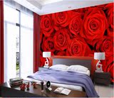 3d壁画玫瑰花电视背景墙纸卧室壁纸客厅沙发无缝整张无纺布壁画