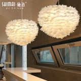 施迈个性创意北欧宜家白色羽毛客厅卧室餐厅吊灯儿童宜家鸟巢灯具