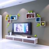 创意格子墙上置物架木质壁挂隔板现代简约客厅电视背景墙装饰搁板