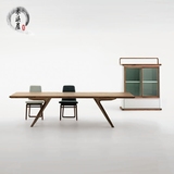 新中式禅意老榆木免漆家具实木餐桌写字台书桌茶桌办公桌书法桌