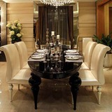 新古典简约后现代餐桌欧式餐桌椅组合样板房实木圆桌法式布艺餐椅