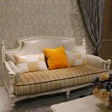 欧式真皮沙发组合 123象牙白 实木高档白色田园 美式简约皮布沙发
