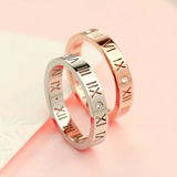 纯银925韩版18K玫瑰金罗马数字皇冠钻石情侣戒指女对戒关节戒指环