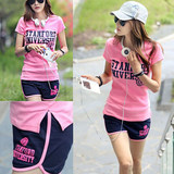 夏季韩版学生运动服宽松半袖短袖T恤短裤休闲裤跑步两件套装女潮
