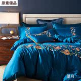 贡缎长绒棉古典民族中式中国风四件套刺绣绣花床上用品1.8m床单式
