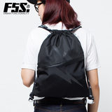 F5S运动束口包闪电男购物袋潮流双肩包原创设计师纯黑篮球收纳包