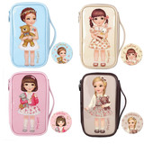 包邮韩国创意可爱女孩大容量多功能洋娃娃皮质笔袋文具盒收纳包
