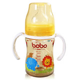 bobo乐儿宝 婴儿宽口径奶瓶ppsu新生儿奶瓶带把手自动吸管160ml