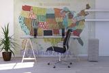 瑞典直邮个性定制壁纸壁画环保背景墙纸彩色美国地图每平米