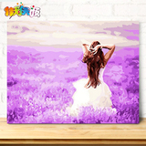 佳彩天颜diy数字油画客厅风景花卉动漫人物大幅手绘装饰 紫色幸福