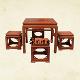 红木家具餐桌缅甸花梨木小方桌大果紫檀四方桌椅组合仿古实木家具