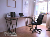 美式折叠电脑桌复古书桌 办公会议桌展示组合 loft小户型实木餐桌