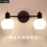 美式欧简ＬＥＤ镜前灯卫生间卫浴室梳妆台灯具床头壁灯卧室铁艺灯