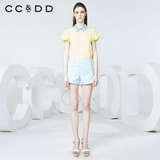 CCDD2016春装新款专柜正品女时尚雪纺拼接翅膀方领衬衫花瓣袖上衣