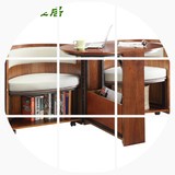宜家卧室可移动旋转双人圆桶电脑桌创意省空间实木简约书房书桌子