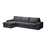 IKEA 宜家代购 奇维  三人沙发和贵妃椅, 丹思伯 深灰色