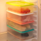 冰箱保鲜盒长方形塑料密封盒带沥水冰柜储藏盒带盖干货青菜收纳盒