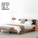 实木床简约现代环保日式橡木床现代卧室1.8米双人实木软靠背床