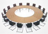 杭州办公家具 现代圆形板式会议桌 简约钢架大型洽谈桌 可定制