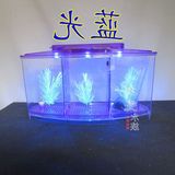 海马迷你金鱼缸小型水族箱灯LED亚克力水晶虾缸养鱼苗孵化斗鱼盒