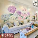 西诺田园大型壁画 客厅电视背景墙壁纸 卧室温馨墙纸 绣球芬芳