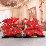 陶瓷大象摆件一对大号招财风水摆设客厅装饰品瓷器工艺品结婚礼物