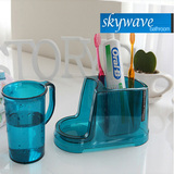 韩国进口 牙刷架 牙具座 透明塑料刷牙漱口杯子漱口杯套装牙缸架