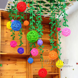 幼儿园吊饰教室装饰藤球 班级布置 DIY彩色装饰球 圆形彩球