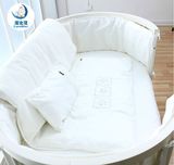 蓝比尼Lumbini婴儿童全纯棉白色床品套件8八件套被子枕头床围床单