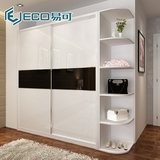 易可家具 推拉滑移门衣柜现代简约推拉门镜白色烤漆板式衣柜L102