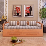 宜家沙发床实木可折叠储物多功能两用抽拉 沙发床1.2 1.5 1.8米