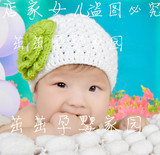 特价 手工编织宝宝帽子 婴儿毛线帽 儿童帽子 大花朵帽  婴儿帽