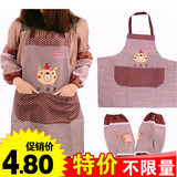 B104 韩版可爱卡通小熊围裙长袖防水厨房防油罩衣 袖套+围裙套装