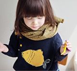 2015秋冬装韩版新款女童童装保暖打底衫加绒加厚长袖T恤小鱼儿潮