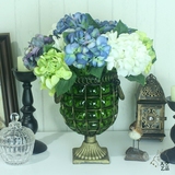 欧式铁艺玻璃花瓶美式小花瓶餐桌茶几摆件花插客厅书房花瓶摆件