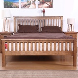特价欧式乡村竖条床全白橡实木1.5米1.8米平板双人床复古新婚大床