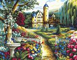 diy数字油画包邮风景欧式城堡花园油画数码手绘diy花卉客厅40x50