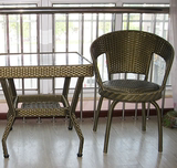 r藤编家具 庭院休闲家具 咖啡玻璃桌椅组合户外桌椅