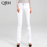 QRH 2016春夏白色牛仔裤女长裤宽松显瘦弹力小直筒牛仔裤子Q6062