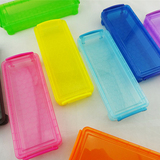 长方形塑料盒子彩色透明收纳盒 糖果色小盒子文具杂物桌面储物盒