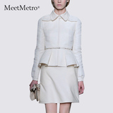 MeetMetro2016春季新款女装OL通勤职业气质时尚套装连衣裙两件套