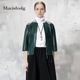 Marisfrolg玛丝菲尔 帅气个性绿色真皮短款外套 专柜正品冬女装新