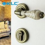 【德国KLC】欧式青古铜室内门锁仿古卧室房门分体锁具陶瓷把手